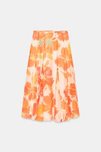 FLORAL PRINT MIDI SKIRT
