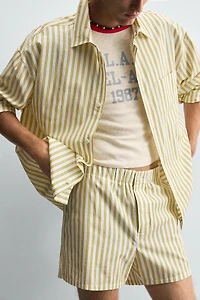 STRIPED EMBROIDERED SHORTS
