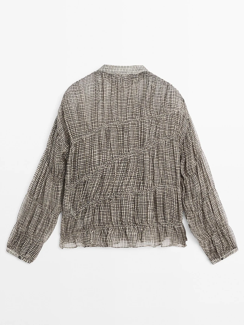 Gathered gingham shirt