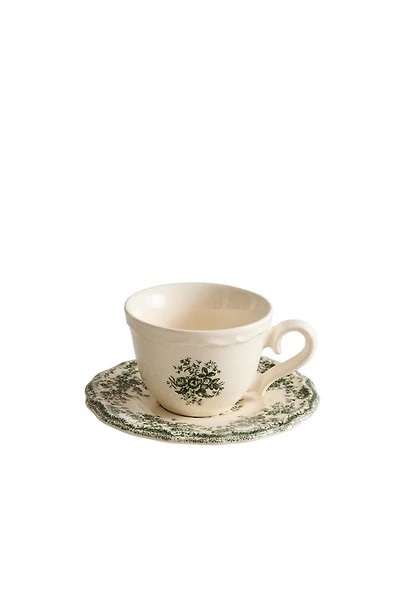 TASSE À CAFÉ AVEC SOUCOUPE FLORALE