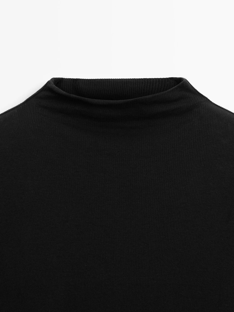 Ribbed long sleeve cotton T-shirt