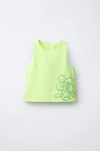 EMBROIDERED BEADED FLOWER TOP