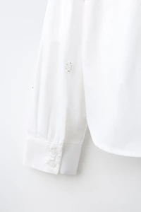 STRIPED SHIRT AND GATHERED TOP SET WITH BEAD APPLIQUÉ