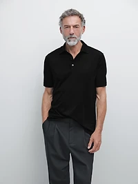 Short sleeve wool blend polo shirt