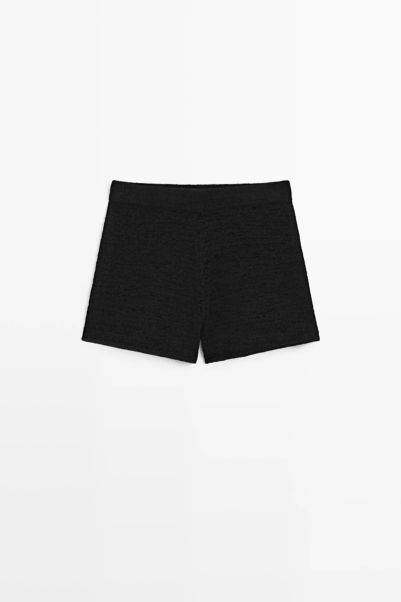 Textured knit shorts