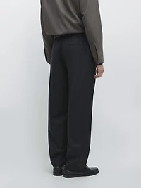 Relaxed fit wool blend trousers with darts