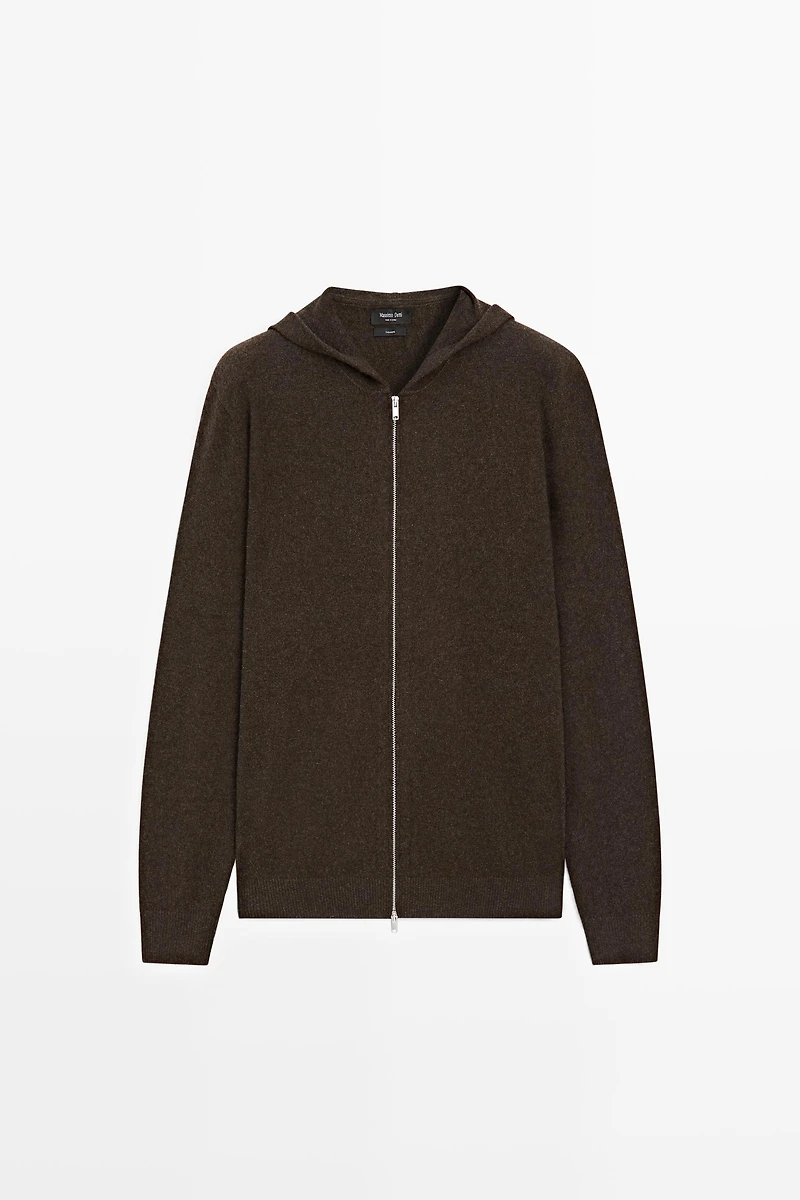 100% cashmere hooded cardigan