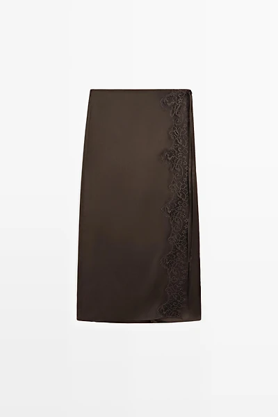 100% silk lace-detail pareo skirt