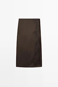 100% silk lace-detail pareo skirt