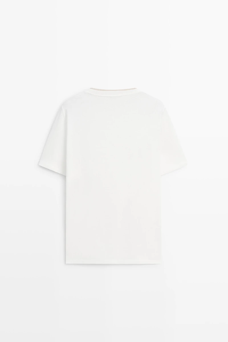 Linen and cotton double-collar T-shirt