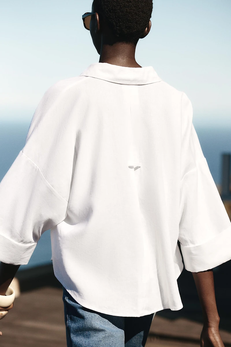 CHEMISE MANCHE LARGE AVEC LIN