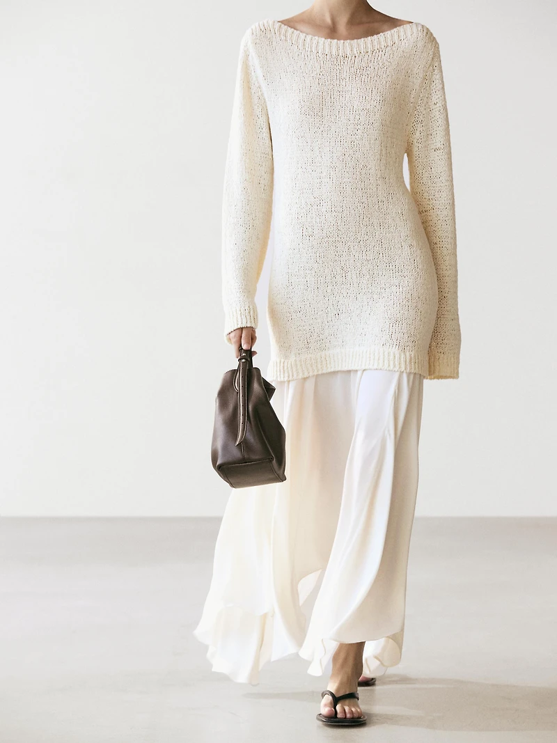 Combined asymmetric midi dress