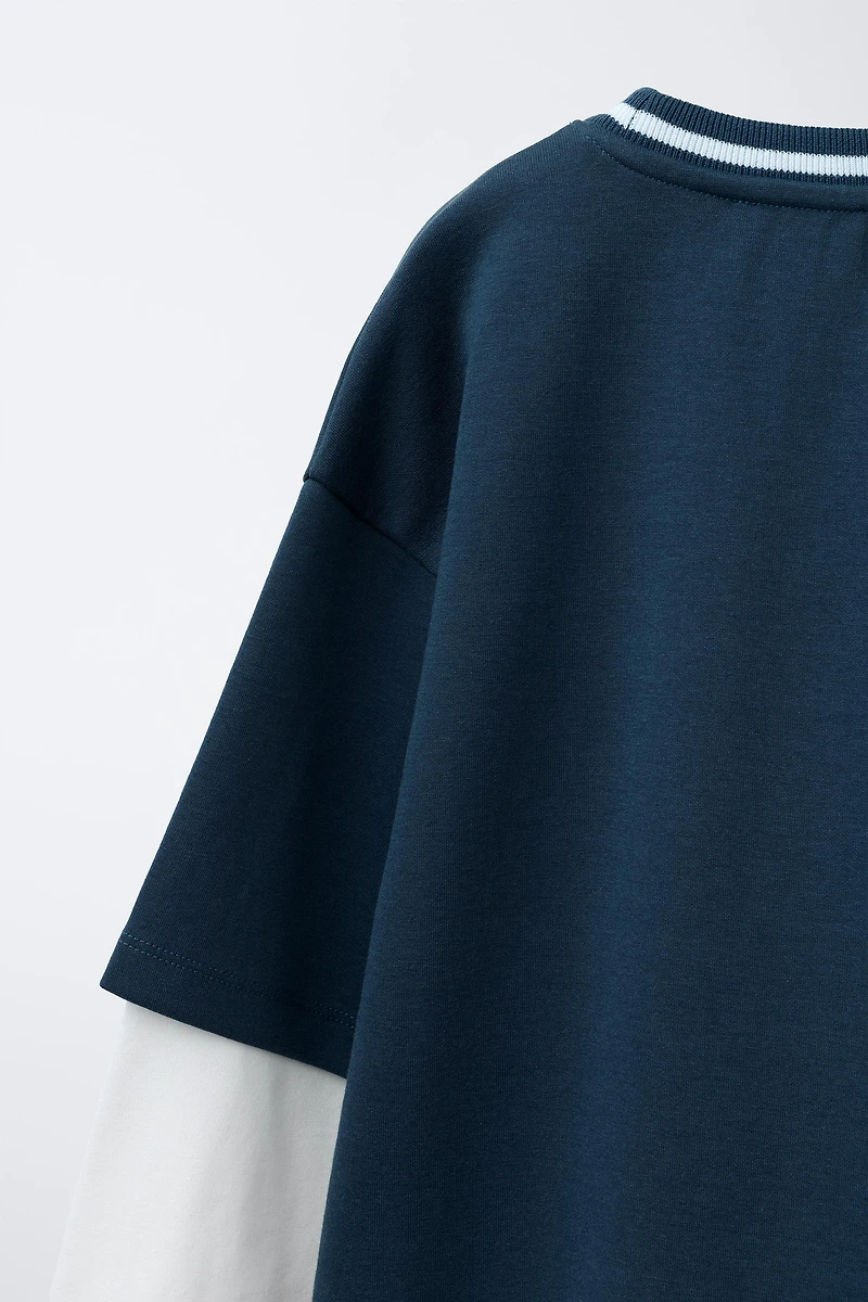 DOUBLE SLEEVE PRINTED SWEATSHIRT