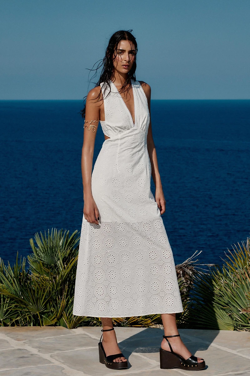 EMBROIDERED MIDI DRESS