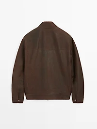 Napped suede leather jacket