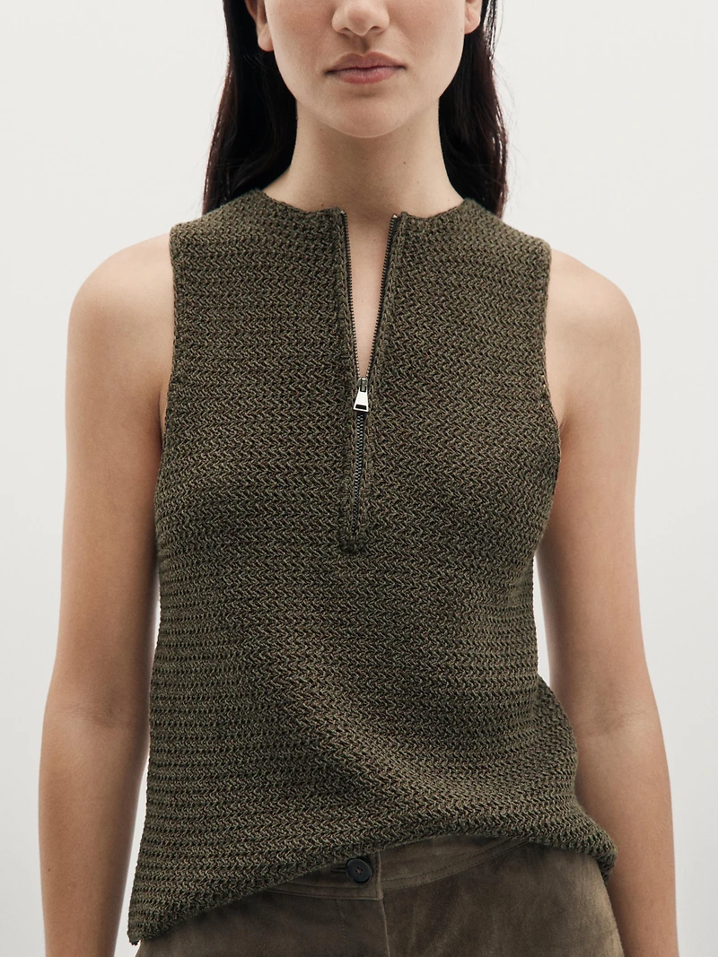 Knit top with zip detail
