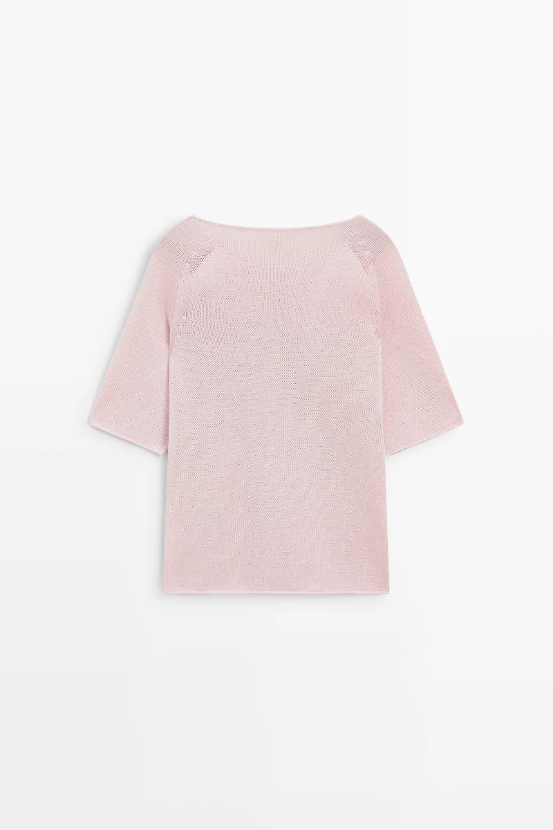 Pull en maille à col bateau 100 % coton