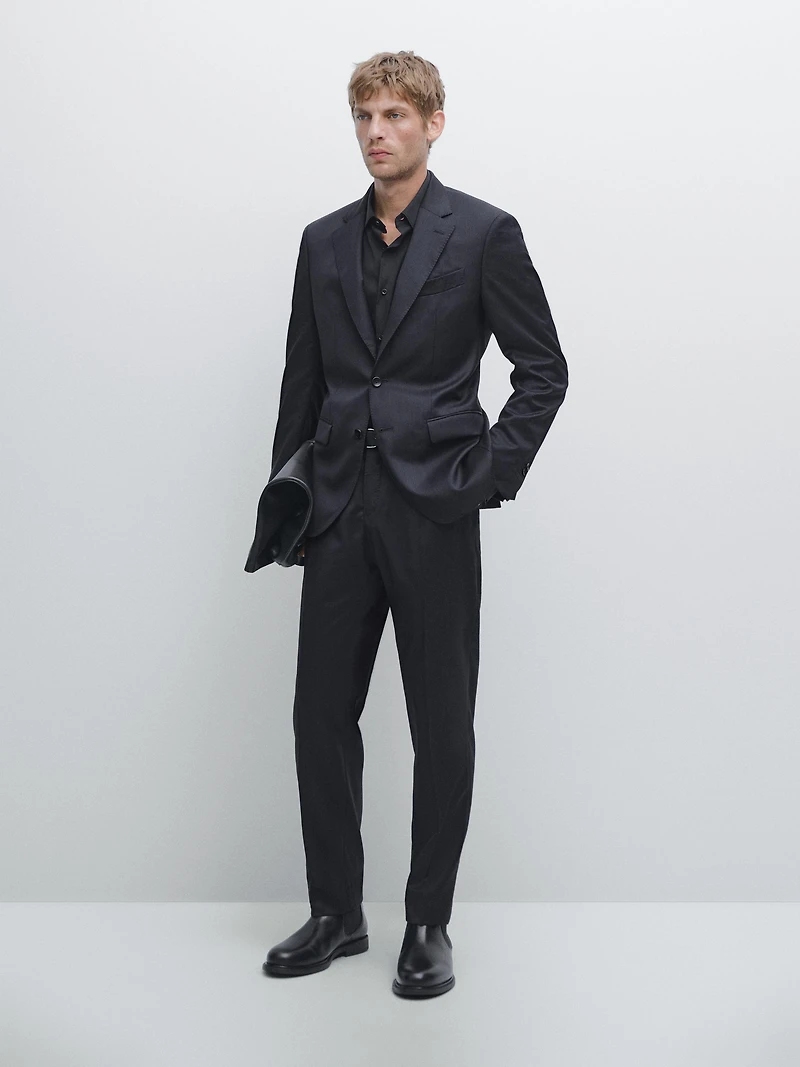 Pinstripe wool suit blazer