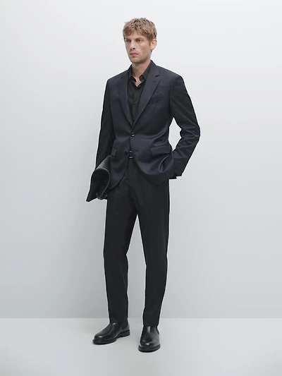 Pinstripe wool suit blazer