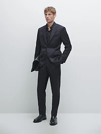 Pinstripe wool suit blazer