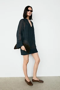 100% linen flowy mini dress