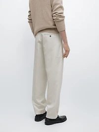 Pantalon tapered fit coton et lin