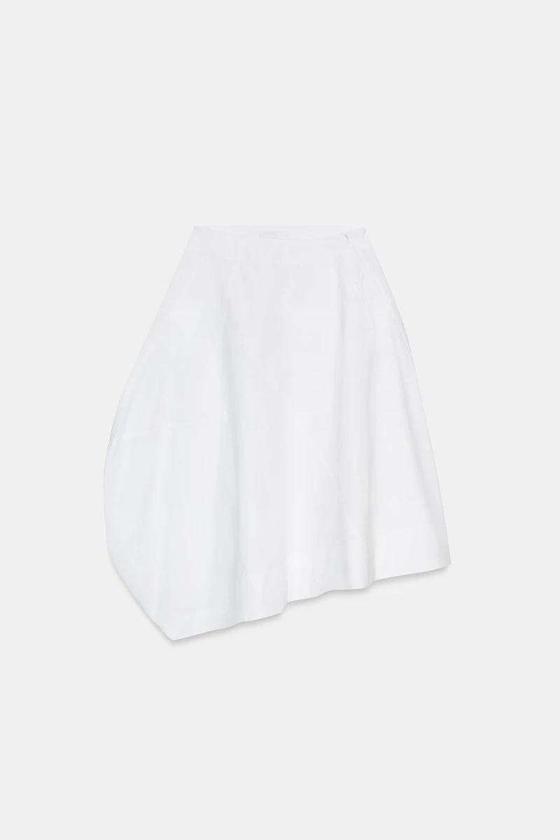 ASYMMETRIC BALLOON MIDI SKIRT
