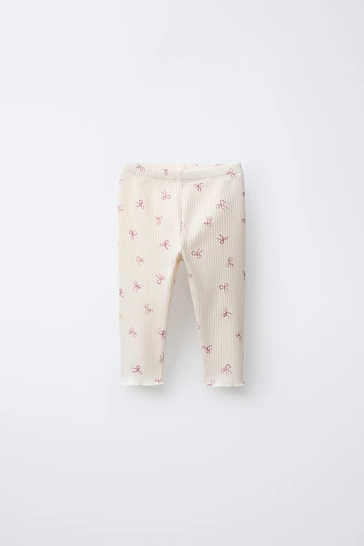 SOFT TOUCH RIBBED LEGGINGS WITH BOWS