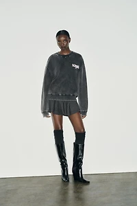 PINSTRIPE RUFFLED MINI SKIRT