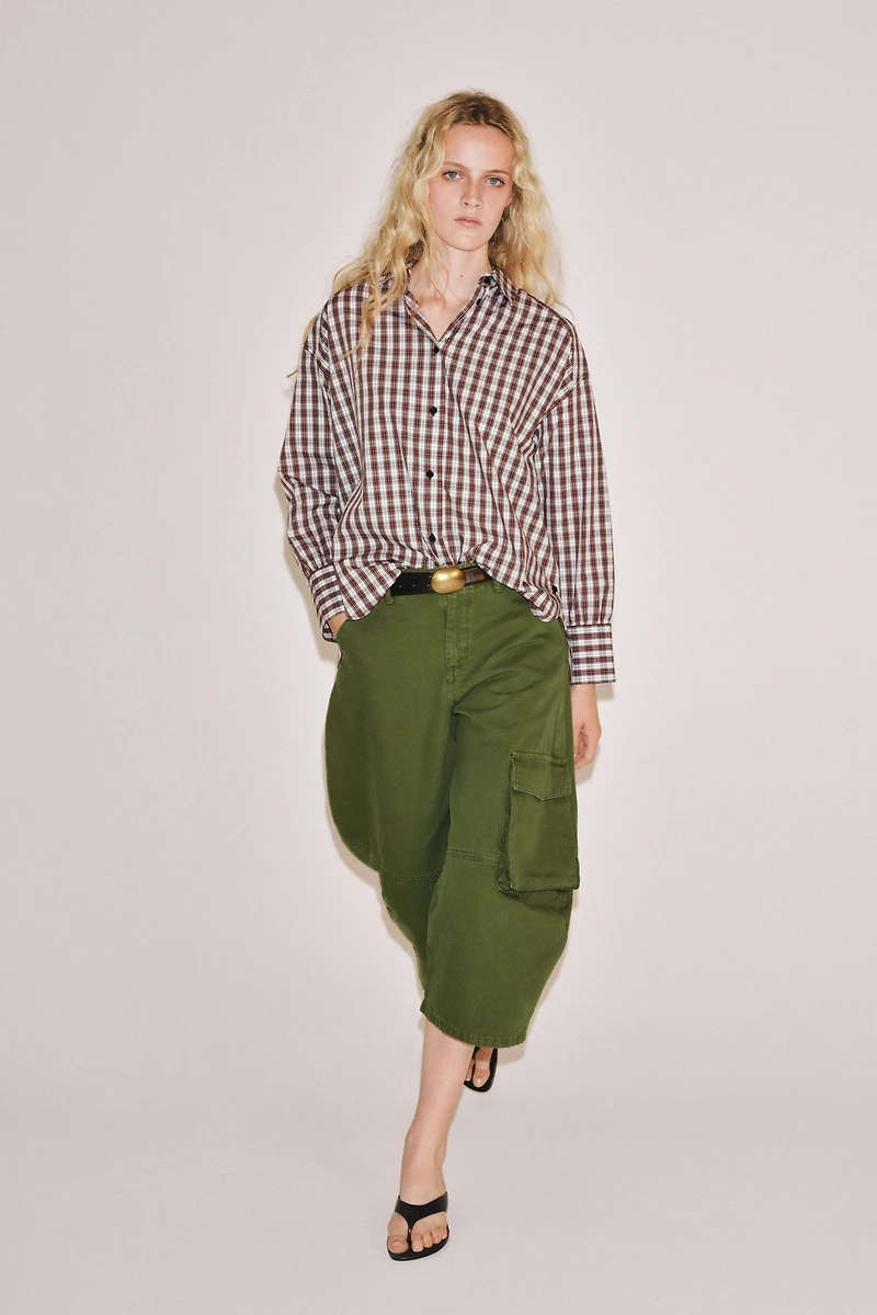 ZW COLLECTION OVERSIZED PLAID SHIRT