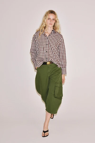 ZW COLLECTION OVERSIZED PLAID SHIRT