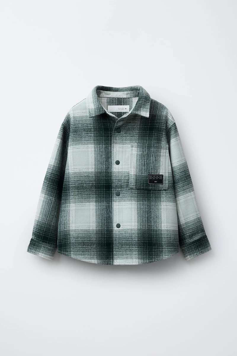 PLAID OVERSHIRT WITH REMOVABLE FLEECE HOOD