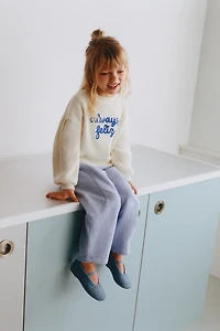 EMBROIDERED WAFFLE SWEATER