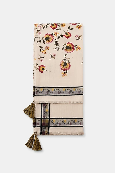 FLORAL PRINT WOOL SCARF