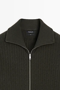 100% cotton braided knit cardigan