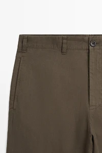 Linen and cotton straight-leg pants