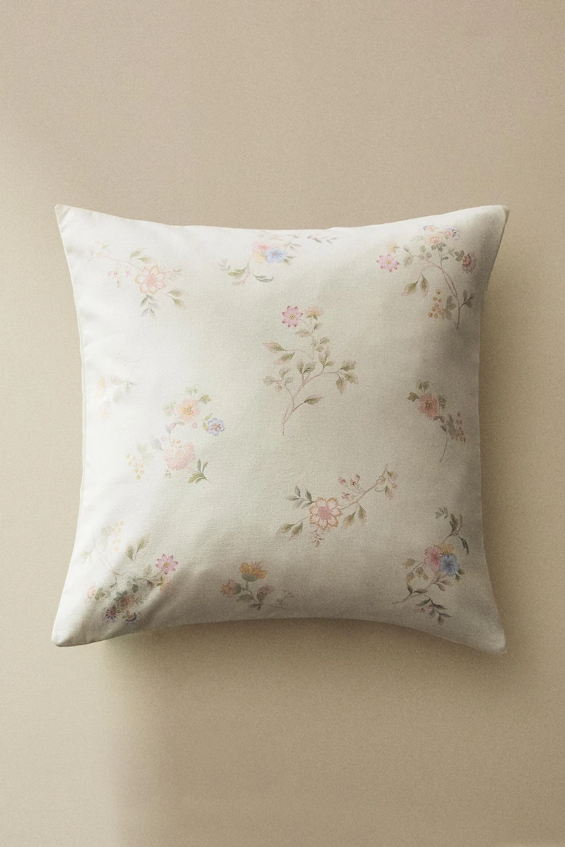 FLORAL PRINT THROW PILLOW COVER
