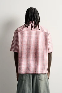 RELAXED FIT CHECKED SHIRT WITH EMBROIDERED TEXT