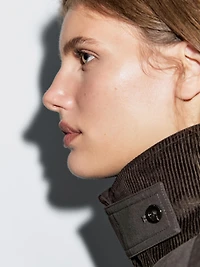 Trench coton détail velours côtelé