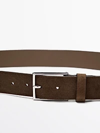 Plush nappa leather belt with nickel buckle