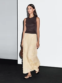 Midi skirt with patchwork detail