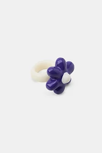 2-PACK RESIN RINGS WITH BALL AND FLOWER