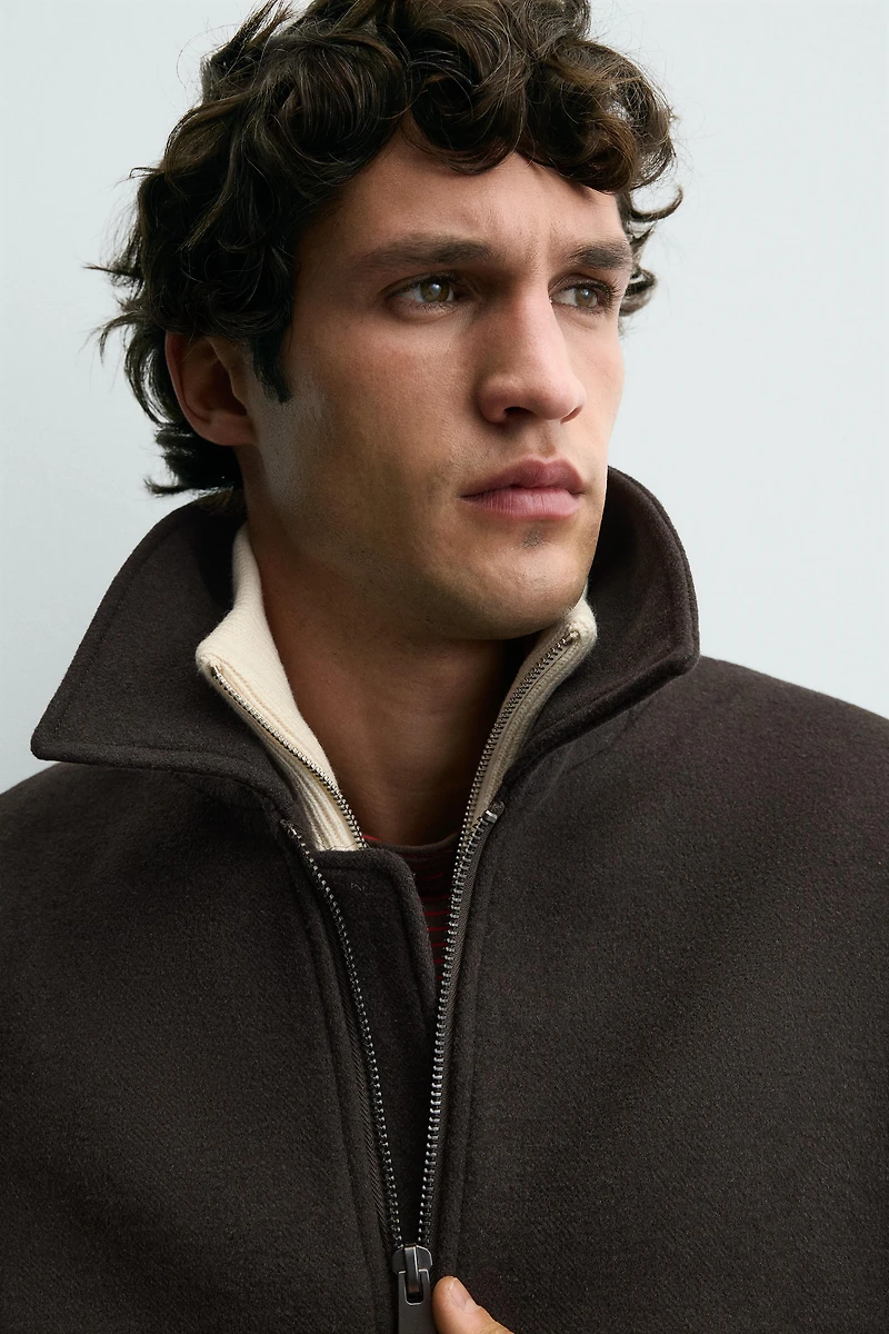 WOOL BLEND JACKET WITH COMBINATION COLLAR