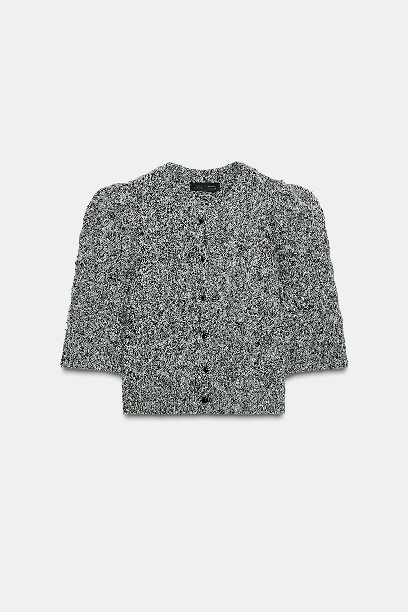 CARDIGAN WITH PUFF SLEEVES
