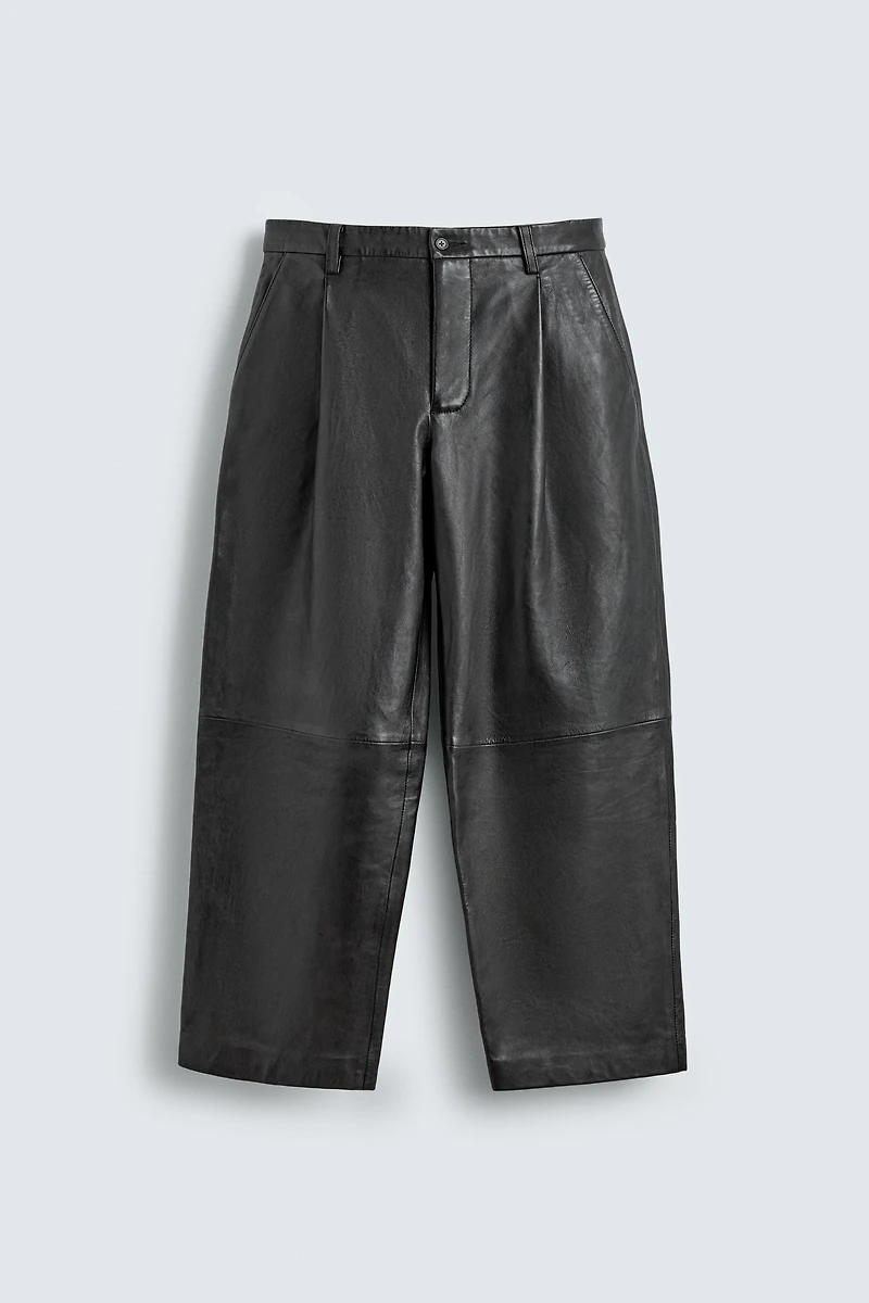 LEATHER STRAIGHT FIT PANTS