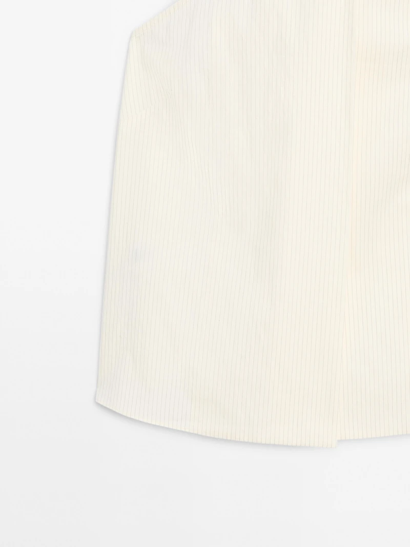 Striped cotton blend halter top