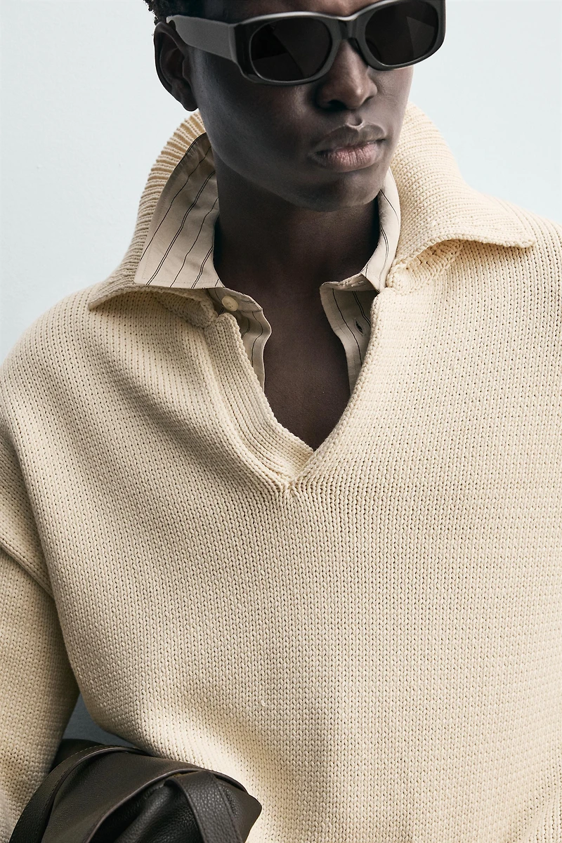 COTTON BLEND KNIT POLO SHIRT