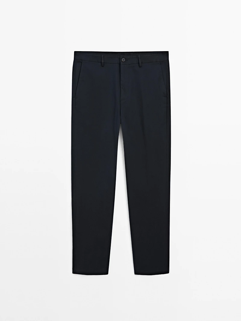 Pantalon tapered fit en coton mélang