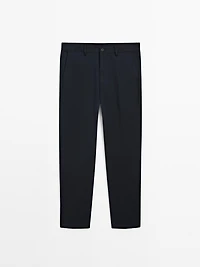 Pantalon tapered fit en coton mélang
