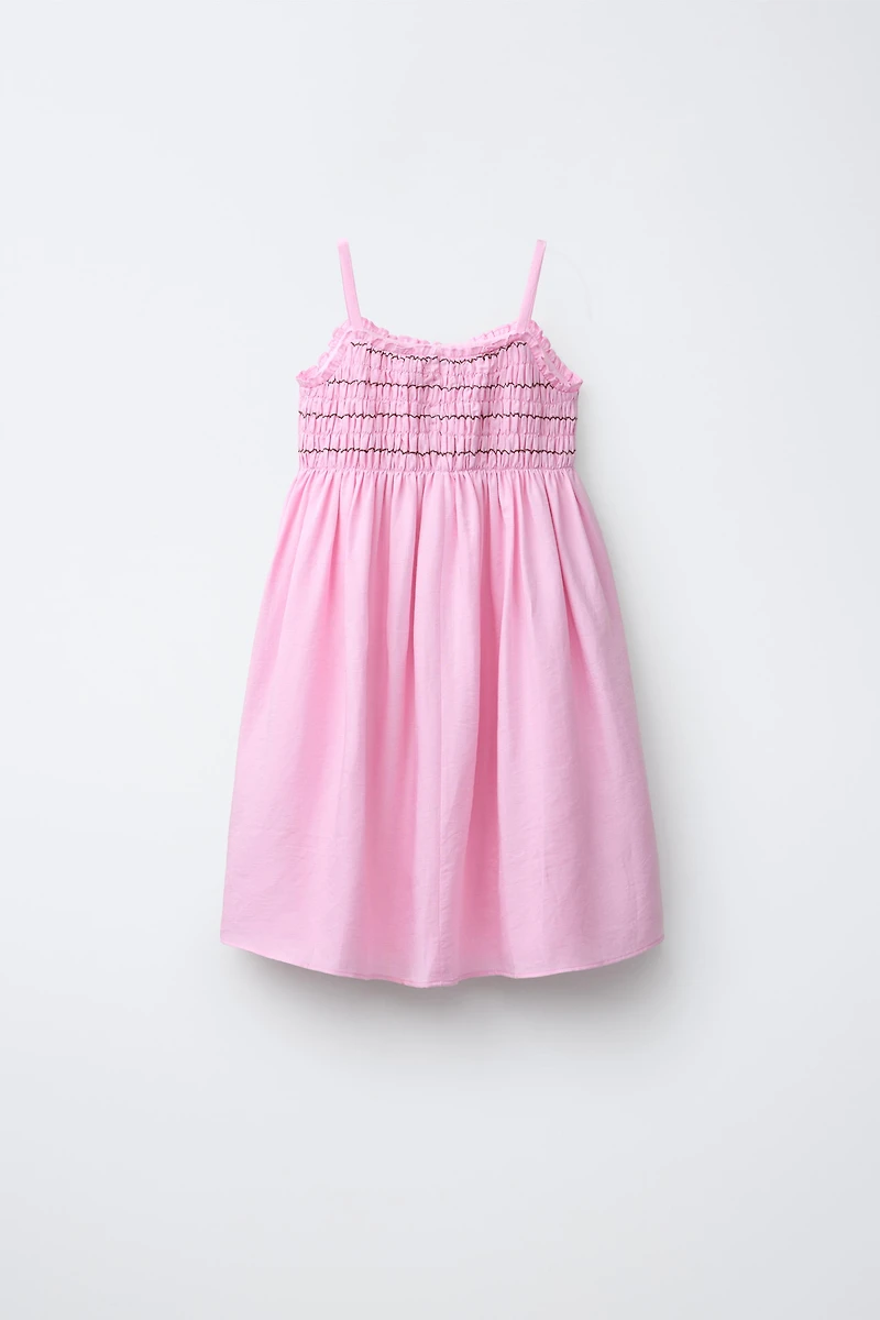 SMOCKED LINEN DRESS